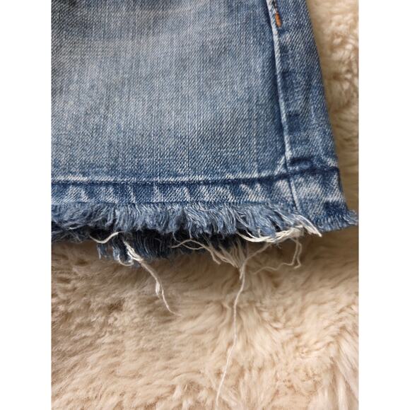 VTG y2k Hollister Low Rise Mini Distressed Frayed Denim Skirt Size 5 - Picture 5 of 10